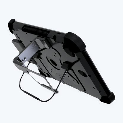 AIO Handheld Kiosk – Black, back view with foldable stand